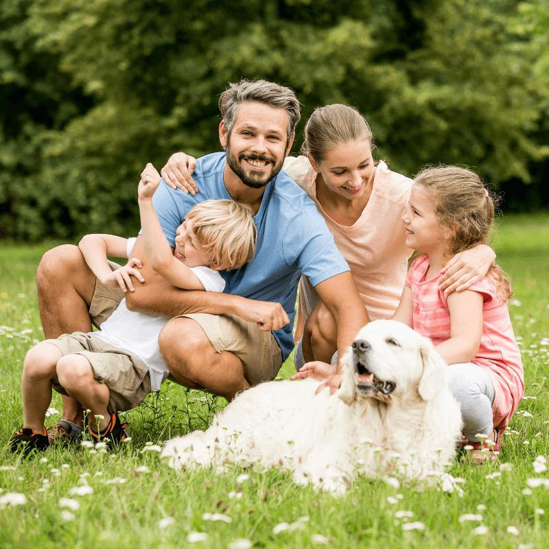 family with dog