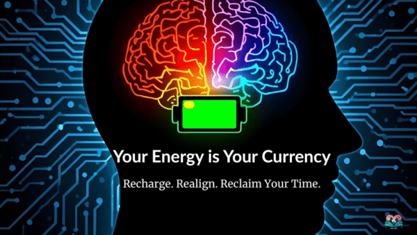 Battery level metaphor showing energy management for busy professionals